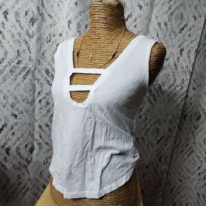 Lna T-shirt Womens Size XS White Deep V Neck Sleeveless Boho Hippie Summer Cali